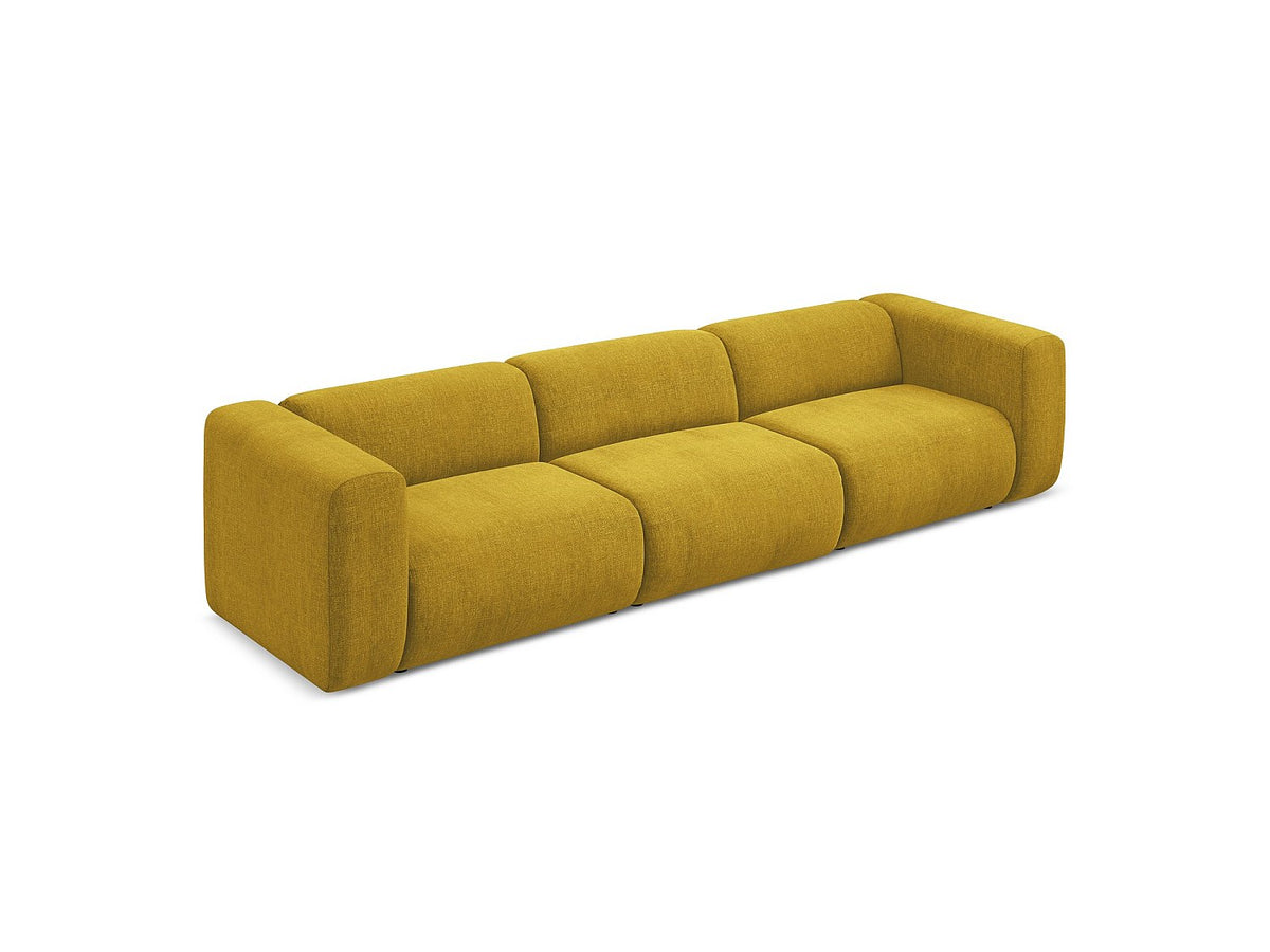 Canapé modulable 4 places jaune tissu