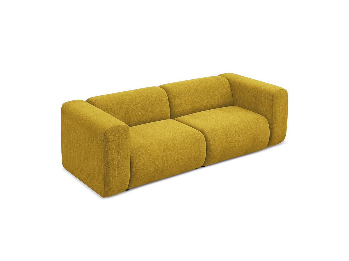 Canapé modulable 3 places jaune tissu