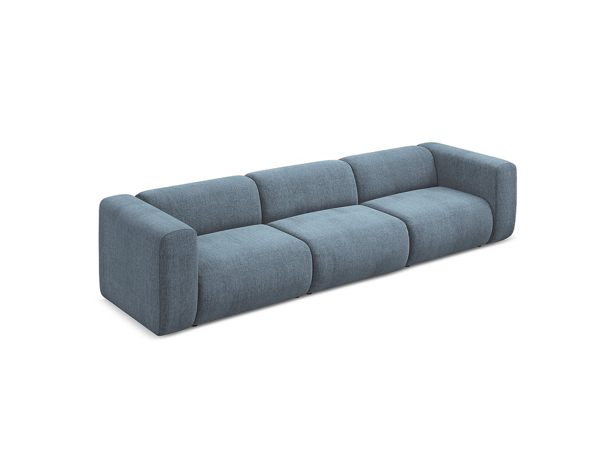 Canapé modulable 4 places bleu tissu