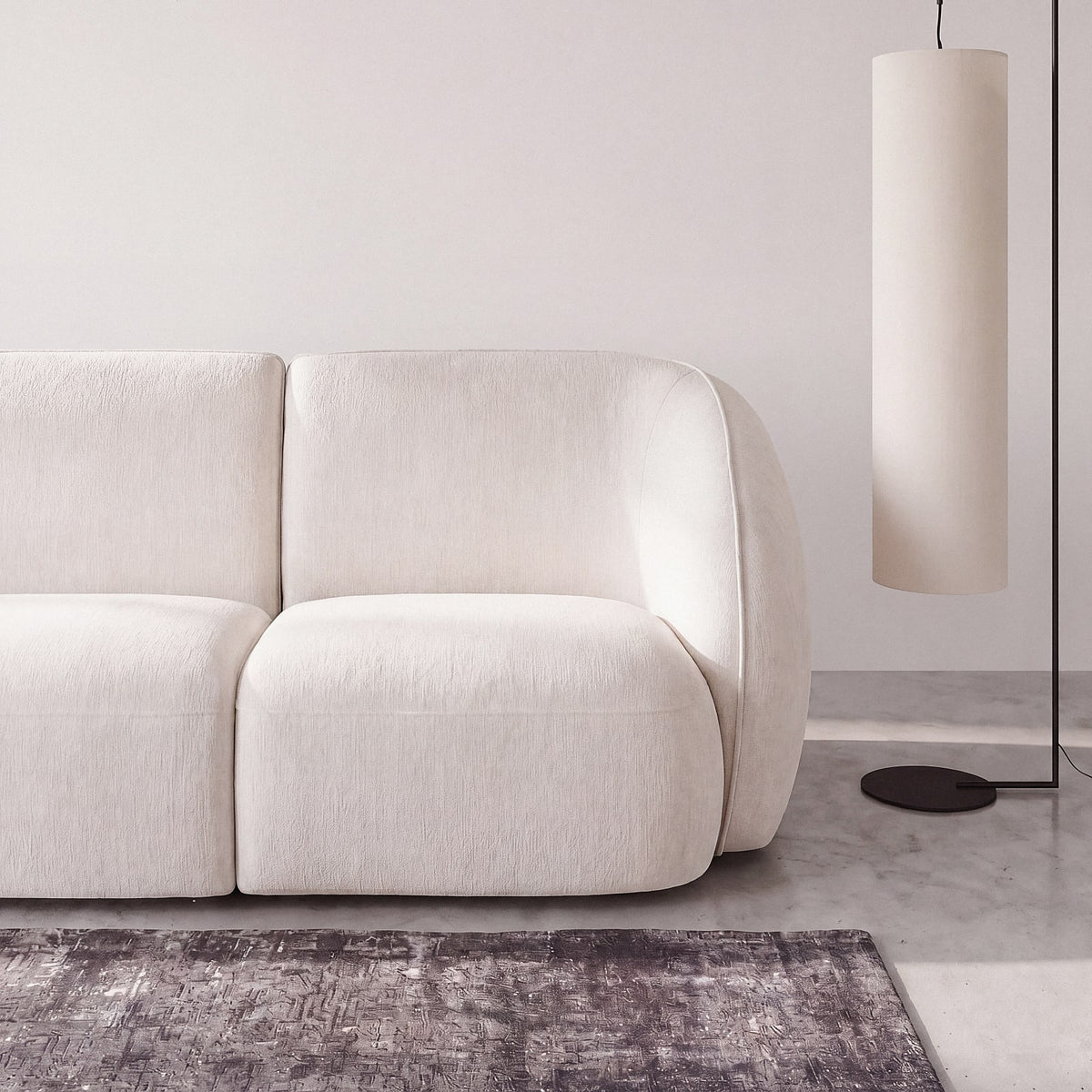 Accoudoir Droit Modulable en Tissu Effet Lin Beige beige - vue 1