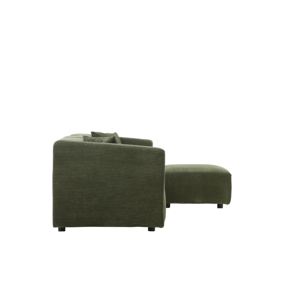 Canapé Modulable 3 Places et Pouf en Velours Côtelé Vert vert - vue 6