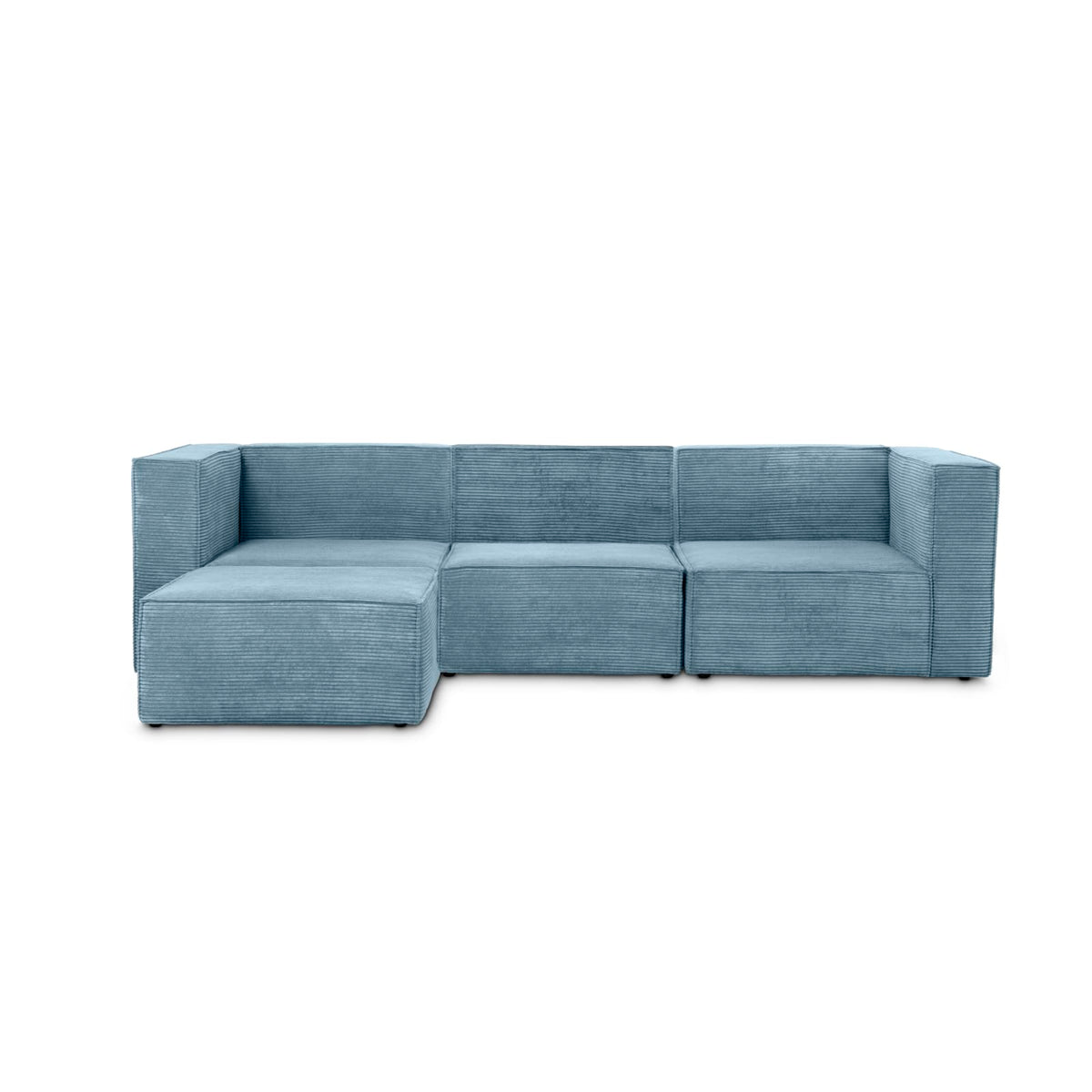 Canapé Modulable en Velours Côtelé Bleu 3 Places avec Chaiselongue bleu cornish - vue 1