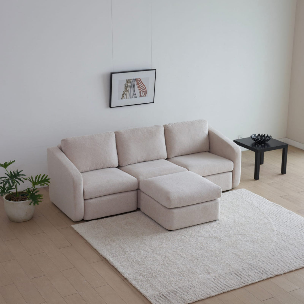 Canapé 3 Places Modulable en Tissu Beige beige - vue 5