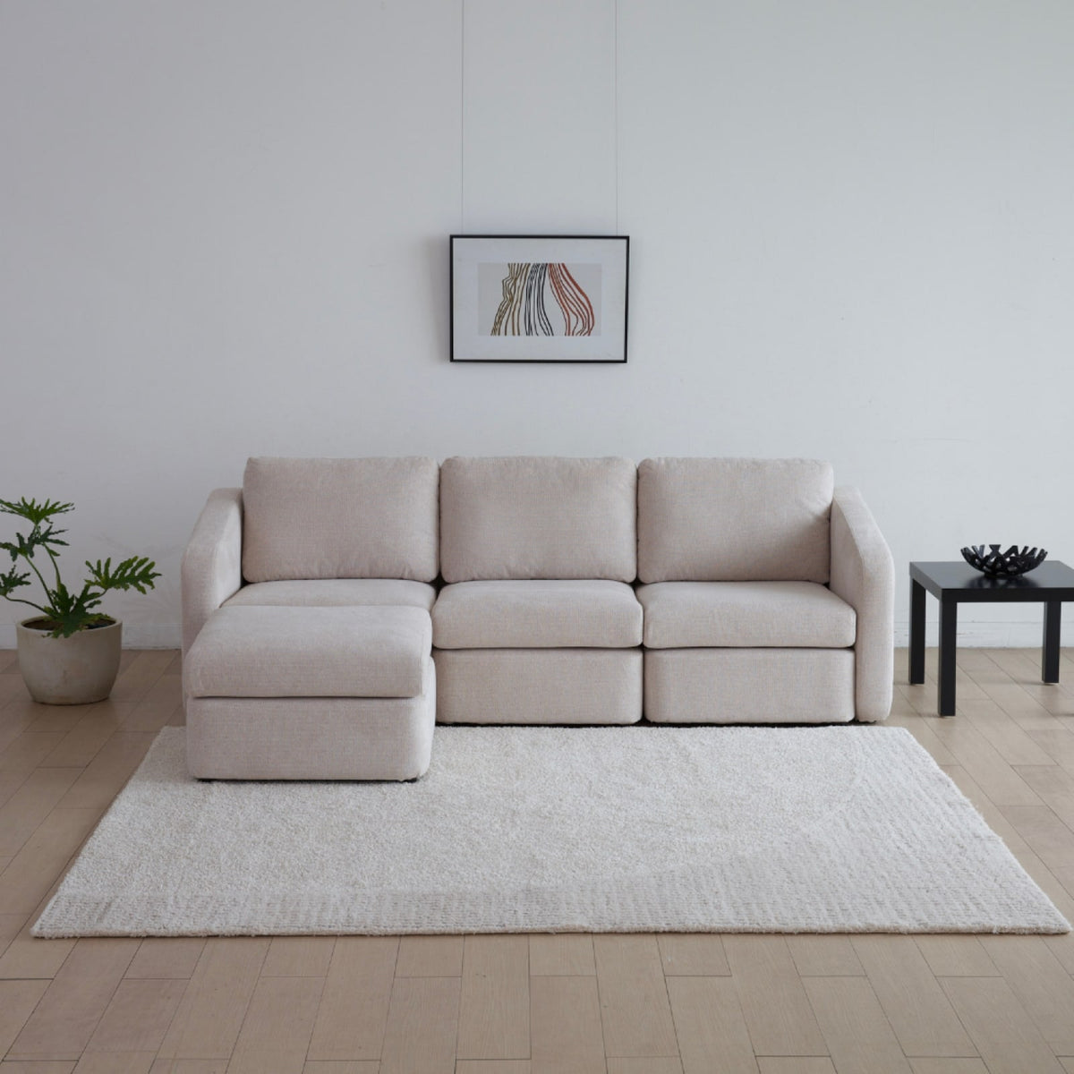 Canapé 3 Places Modulable en Tissu Beige beige - vue 2