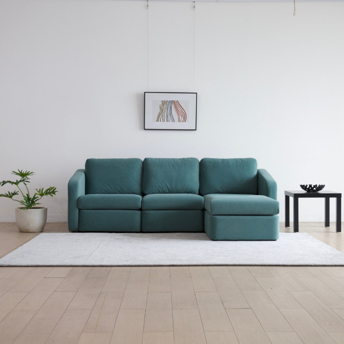 Canapé 3 Places Modulable en Tissu Bleu bleu - vue 4