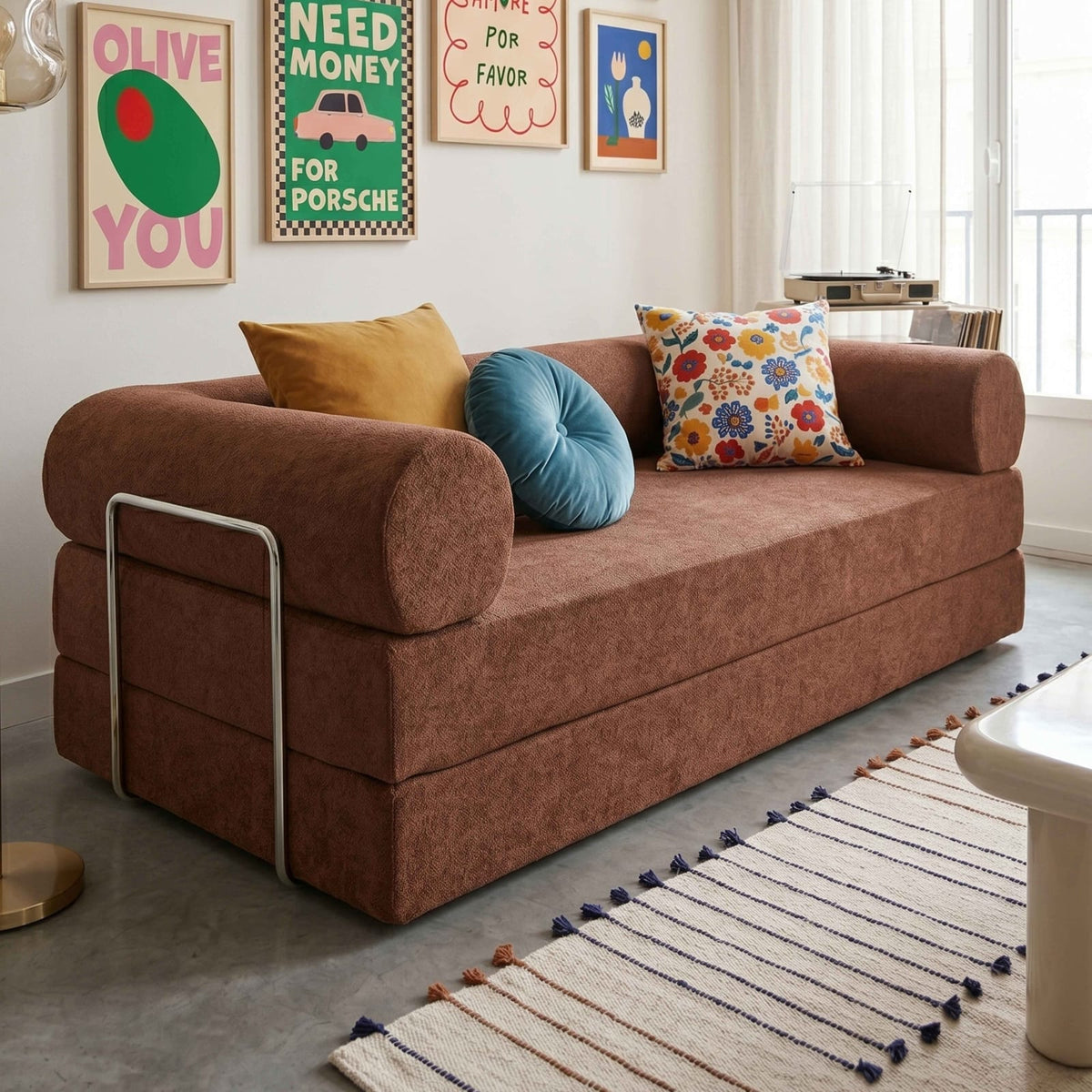 Canapé Convertible Modulable en Tissu Brique brique - vue 3