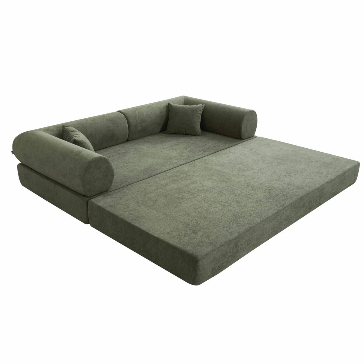 Canapé Convertible Modulable 2 Places en Tissu Vert vert - vue 5