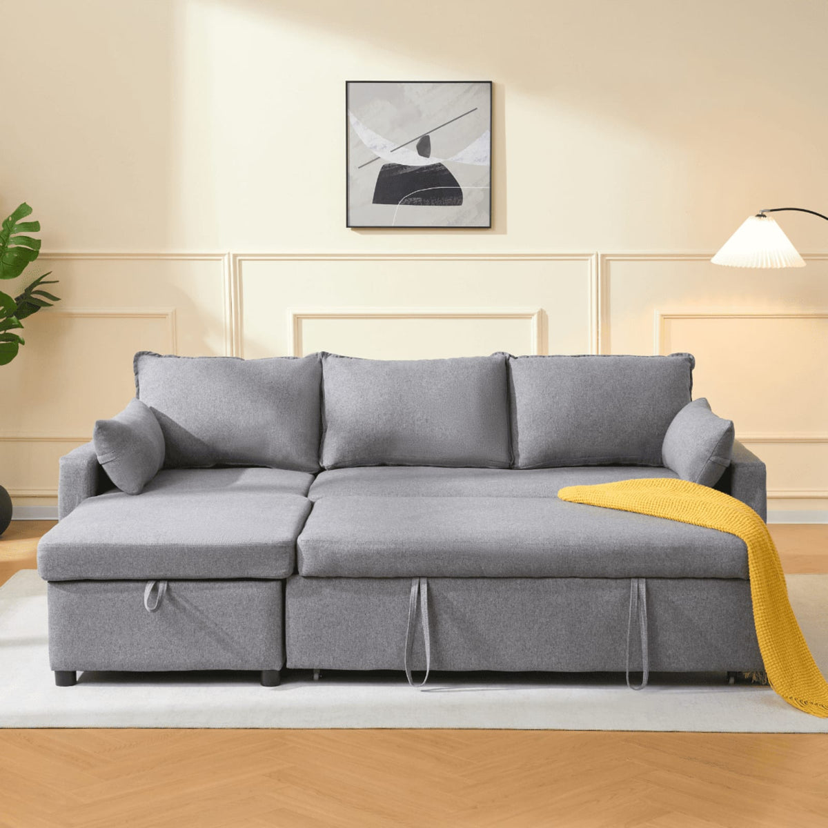 Canapé d'Angle Convertible 3 Places en Tissu Gris Foncé gris foncé - vue 3