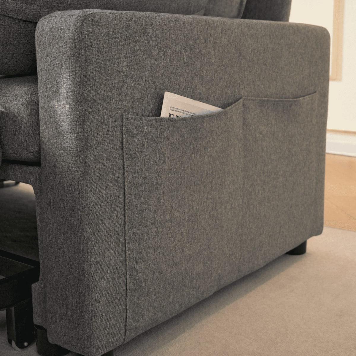 Canapé d'Angle Convertible 3 Places en Tissu Gris Foncé gris foncé - vue 5
