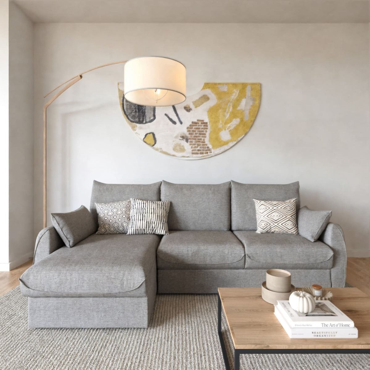 Canapé d'Angle Convertible avec Coffre en Tissu Gris gris - vue 2