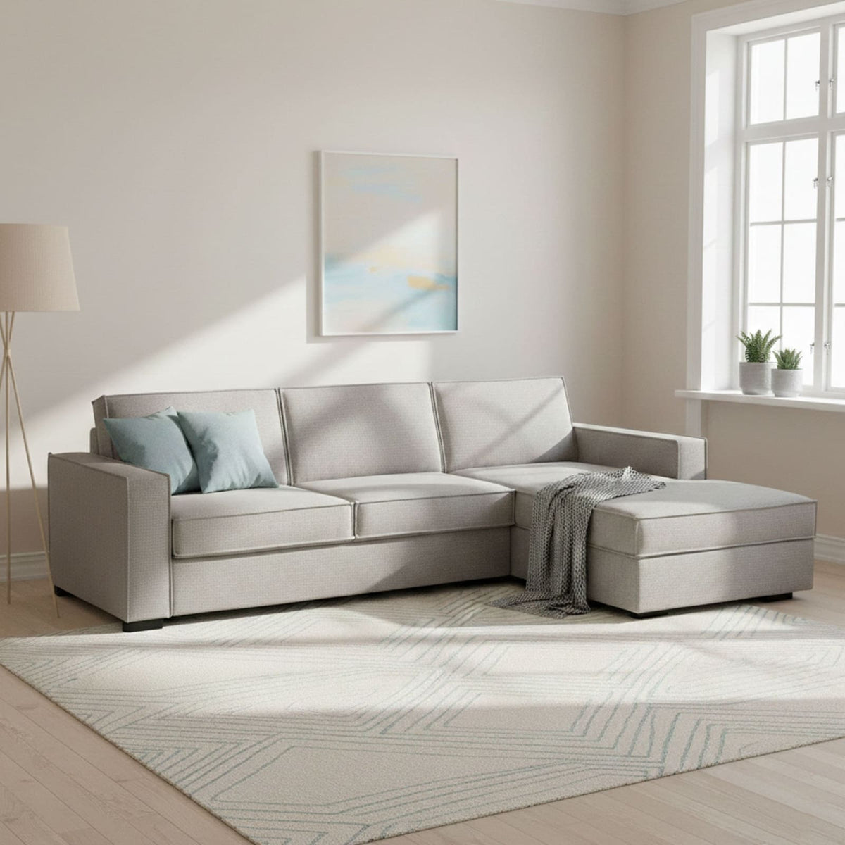 Canapé d'Angle Convertible Modulable en Tissu Gris gris - vue 2