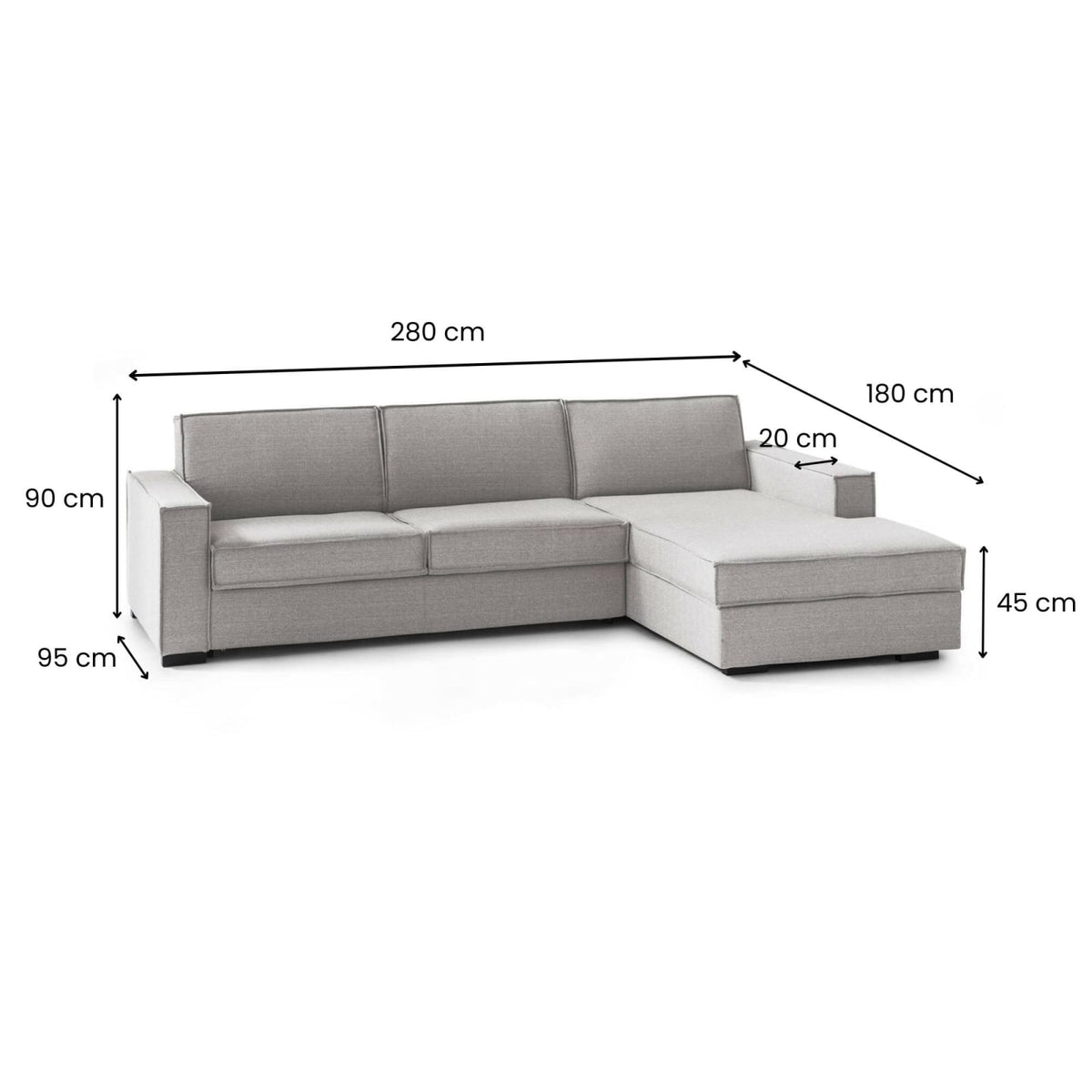 Canapé d'Angle Convertible en Tissu Gris gris - vue 3