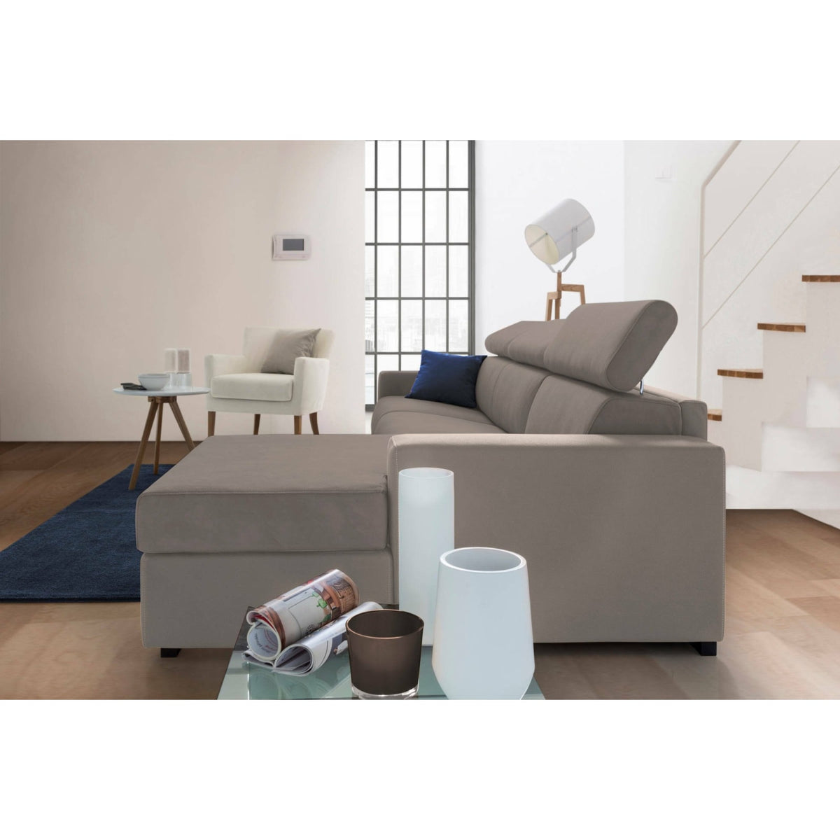 Canapé d'Angle Convertible en Tissu Tourterelle gris tourterelle - vue 4