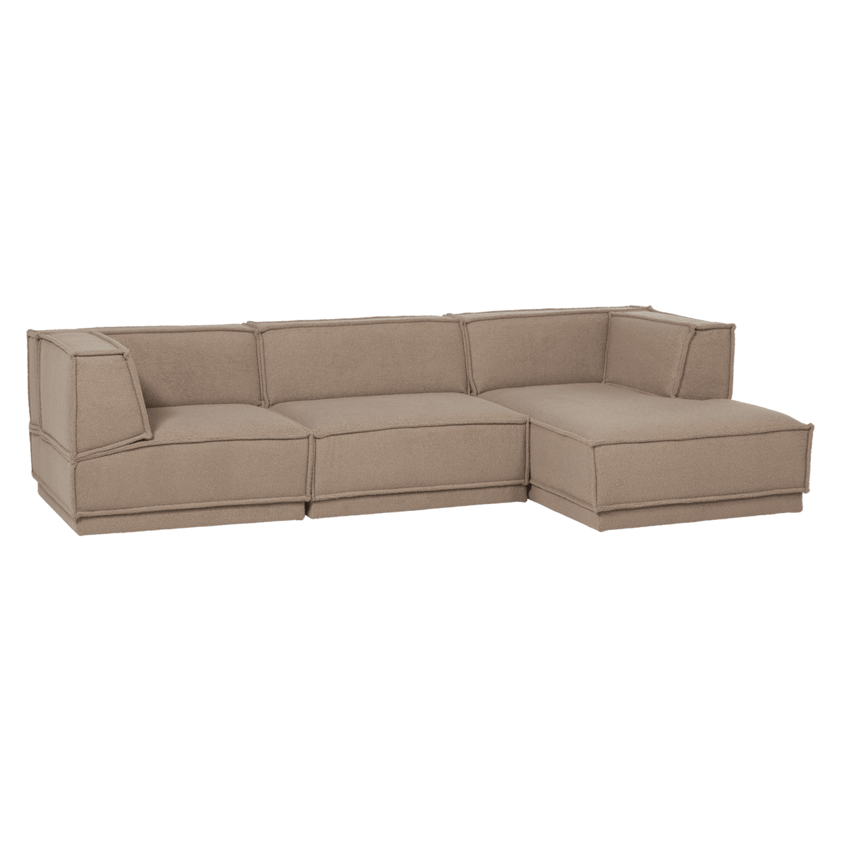 Canapé d'Angle Droit Modulable en Tissu Teddy Taupe taupe - vue 5