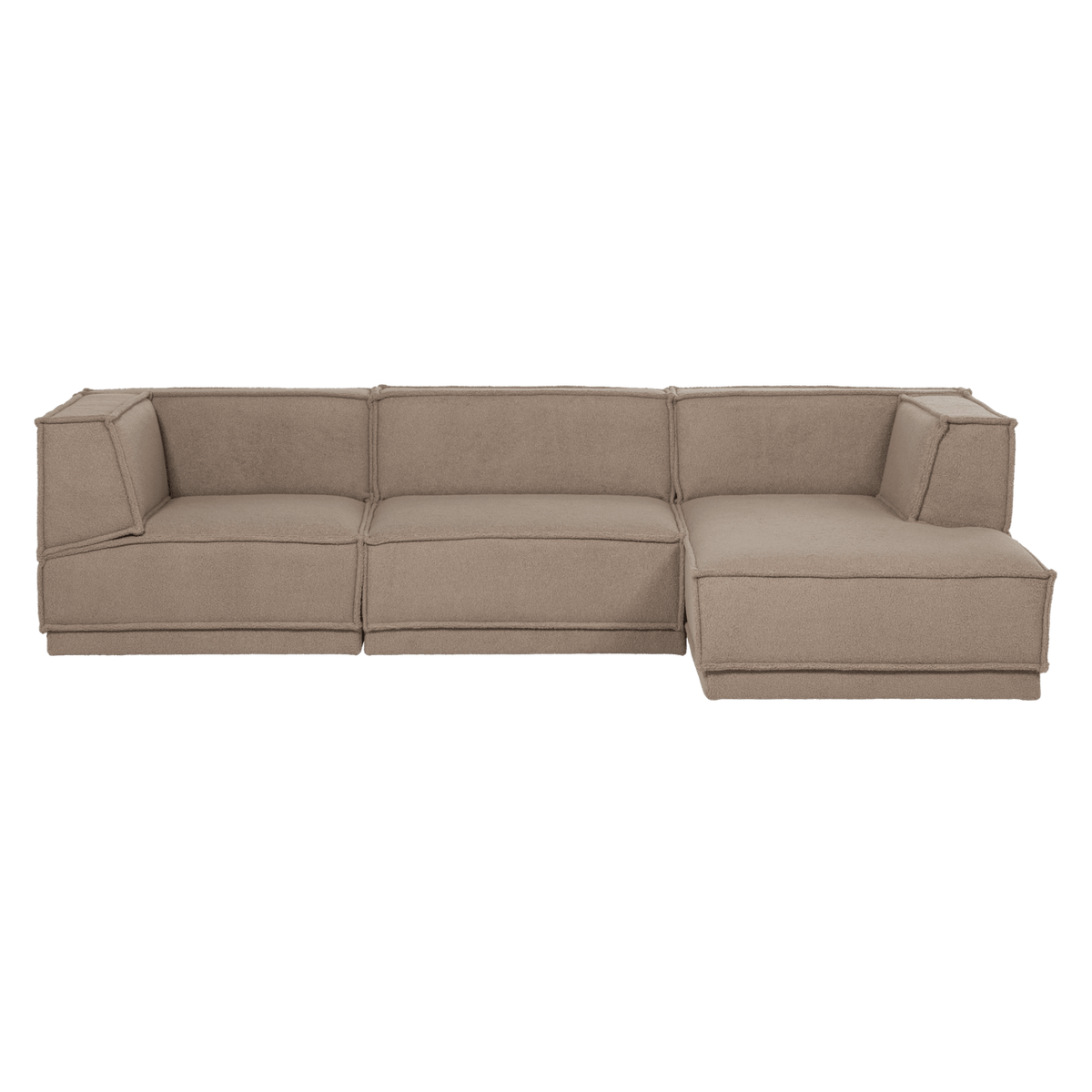 Canapé d'Angle Droit Modulable en Tissu Teddy Taupe taupe - vue 1