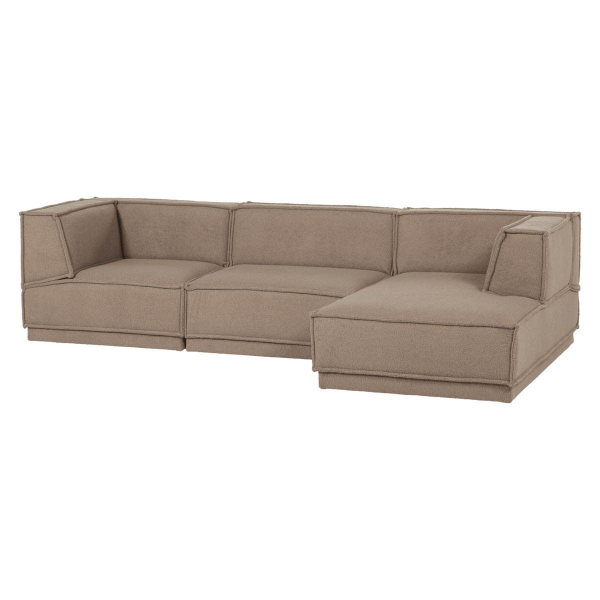 Canapé d'Angle Droit Modulable en Tissu Teddy Taupe taupe - vue 4