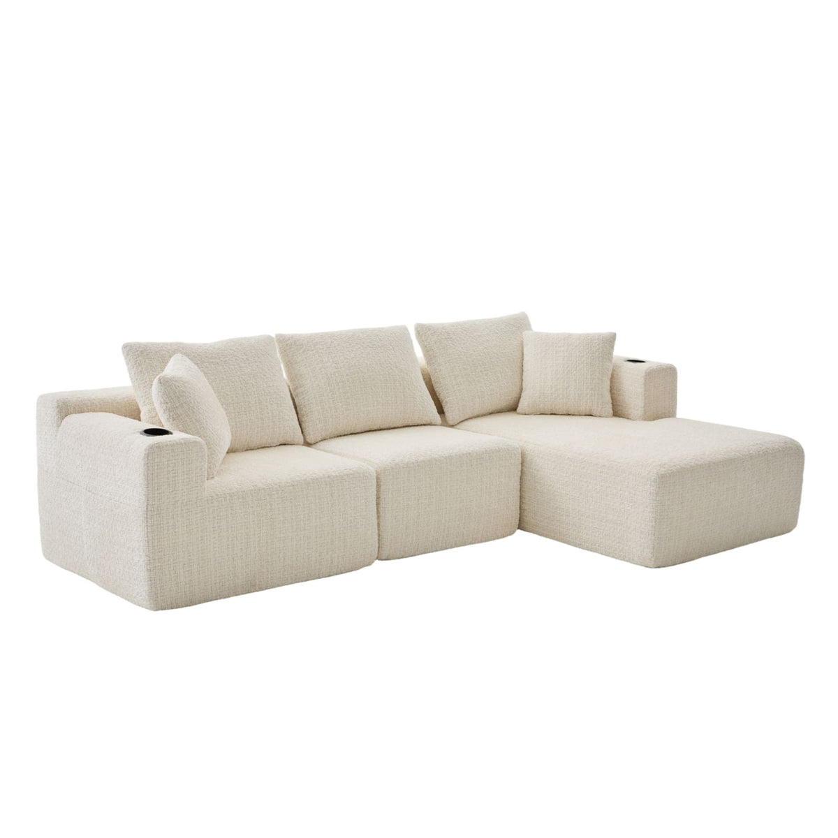 Canapé d'Angle Modulable en Chenille Beige beige - vue 1