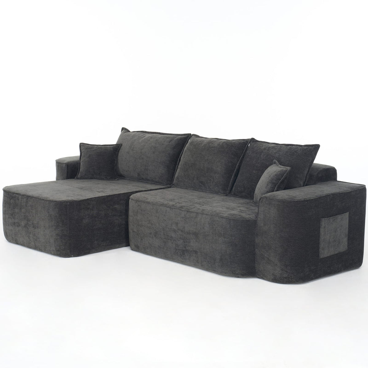 Canapé d'Angle Modulable 4 Places en Chenille Noire noir - vue 1