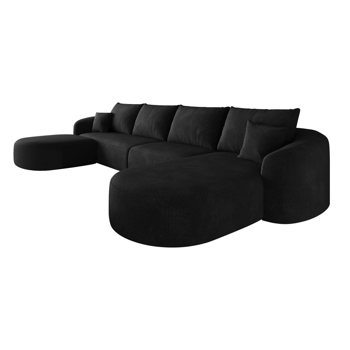 Canapé d'Angle en U Modulable en Tissu Noir noir - vue 6