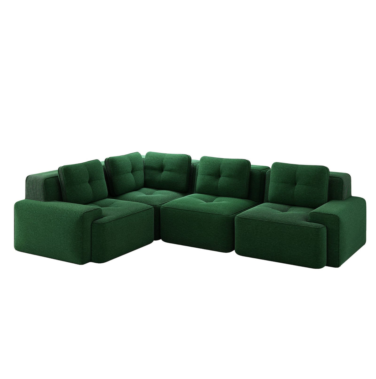 Canapé d'Angle Modulable en Velours Côtelé Vert vert - vue 6