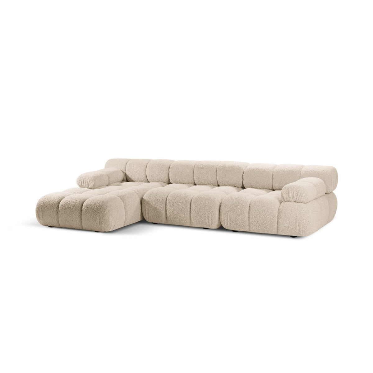 Canapé d'Angle Gauche Modulable en Bouclette Beige Clair 4 Places beige clair - vue 2