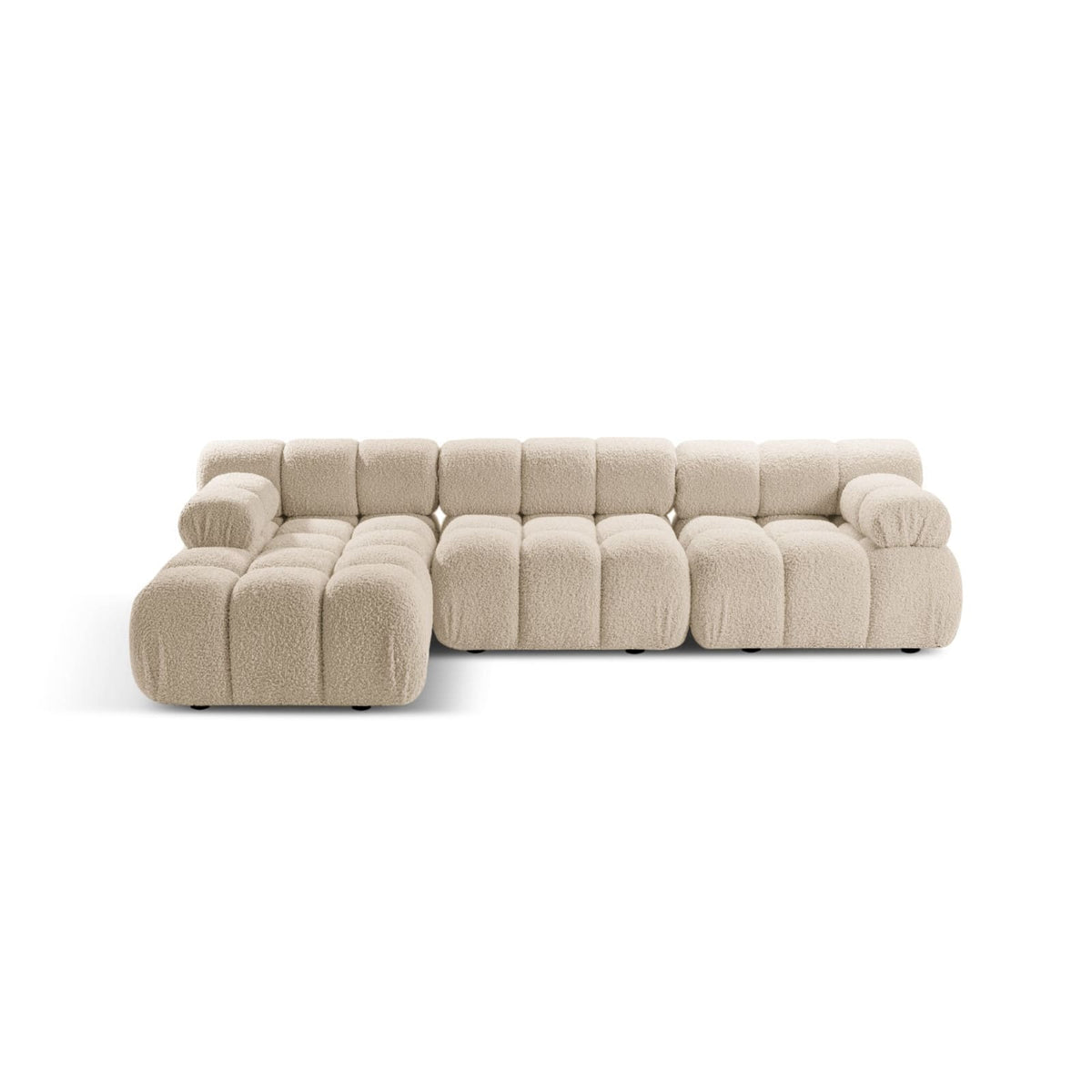 Canapé d'Angle Gauche Modulable en Bouclette Beige Clair 4 Places beige clair - vue 1