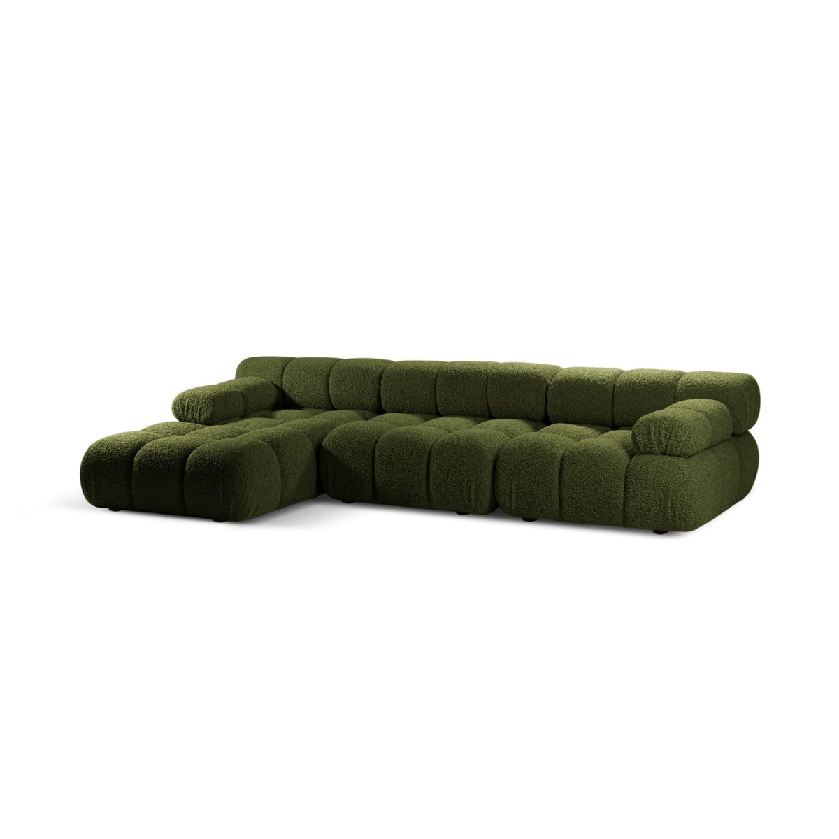 Canapé d'Angle Gauche Modulable en Bouclette Verte vert - vue 2
