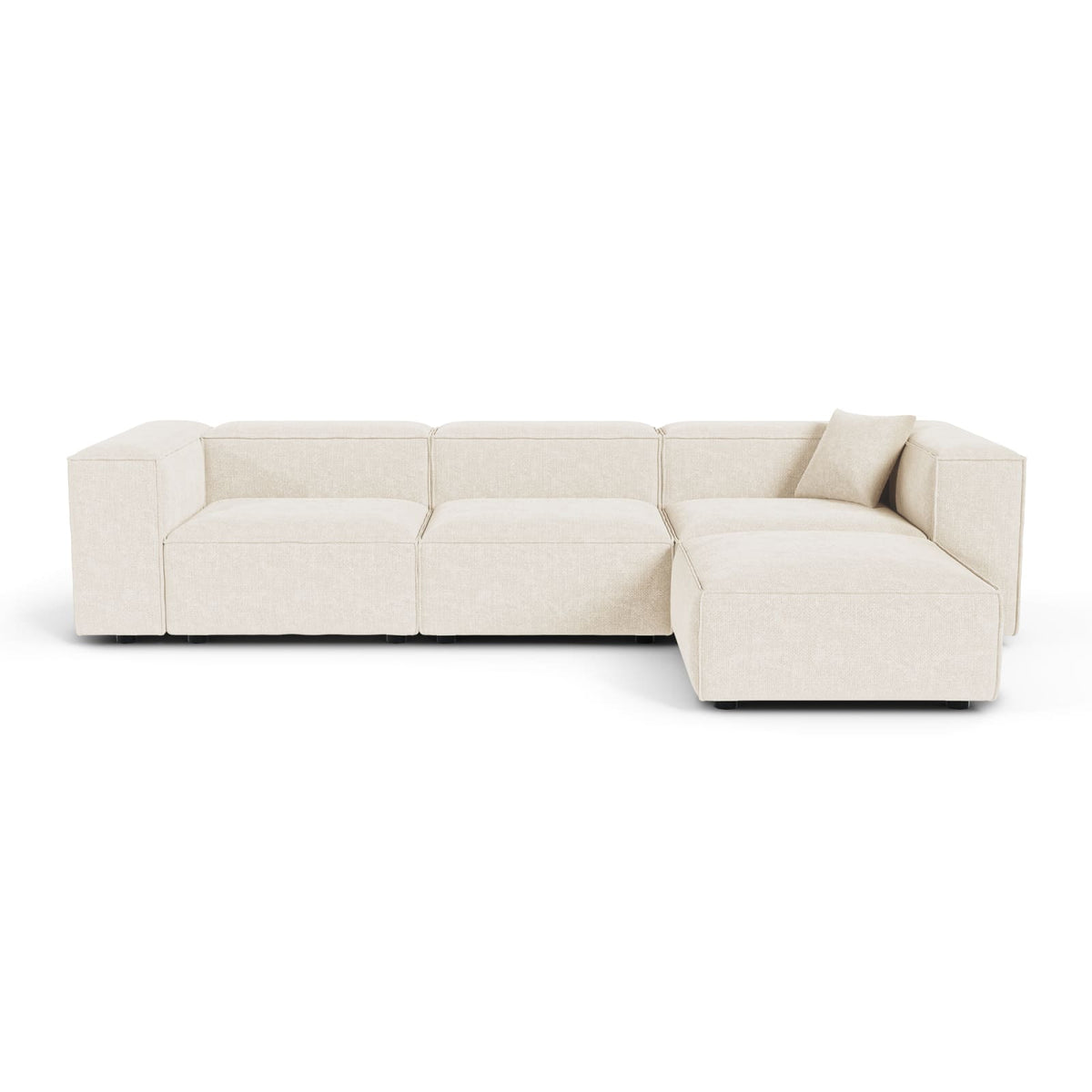 Canapé d'Angle Modulable 6 Places en Velours Chenillé Crème crème - vue 4