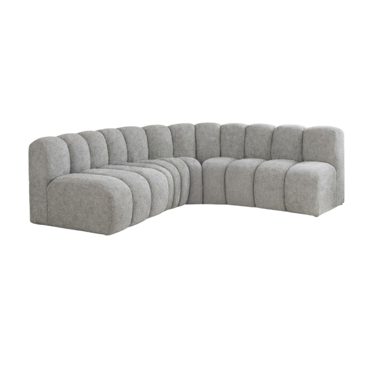 Canapé d'Angle Modulable Arrondi en Tissu Texturé Gris 4 Places gris - vue 1