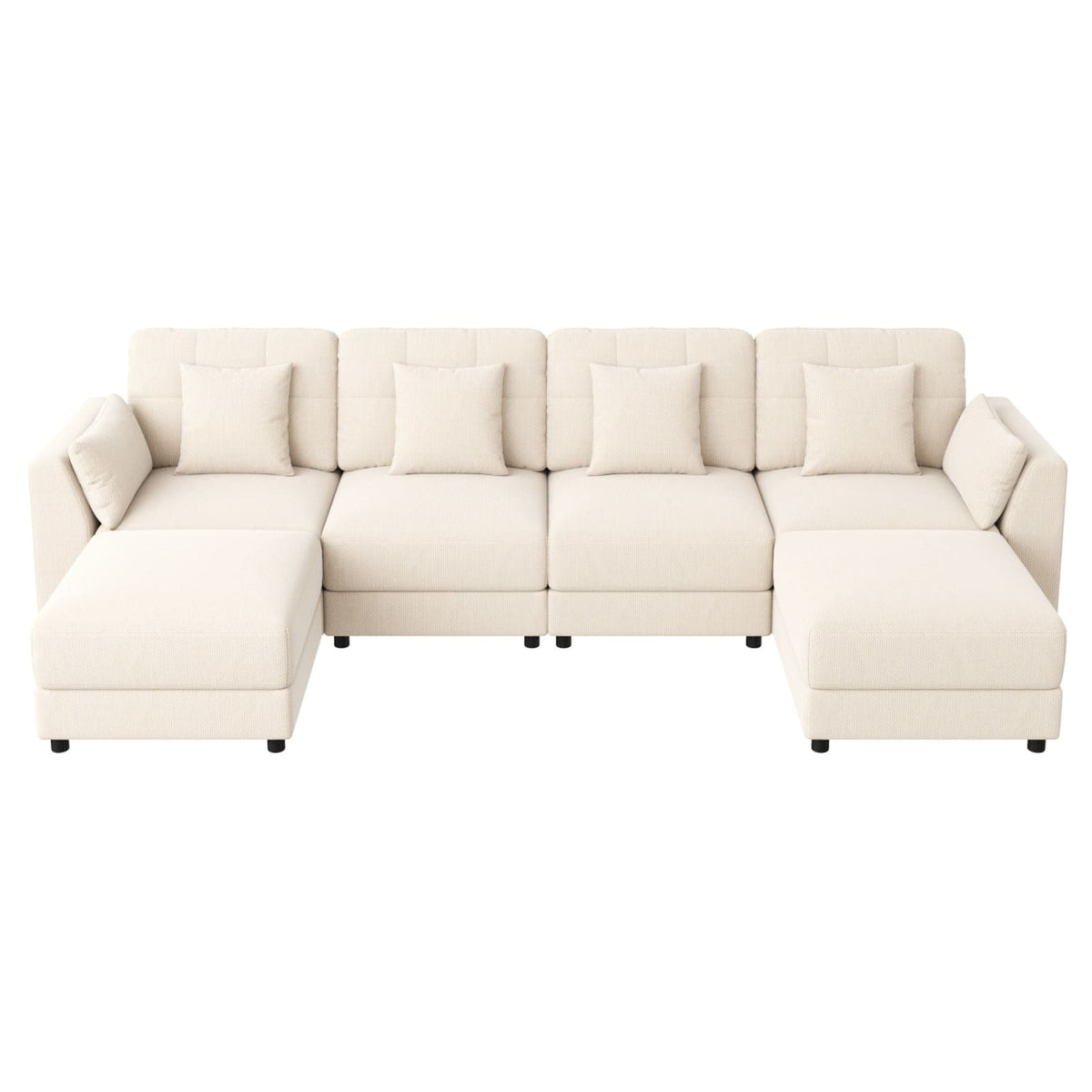 Canapé d'Angle Modulable en Chenille Beige avec LED beige - vue 1