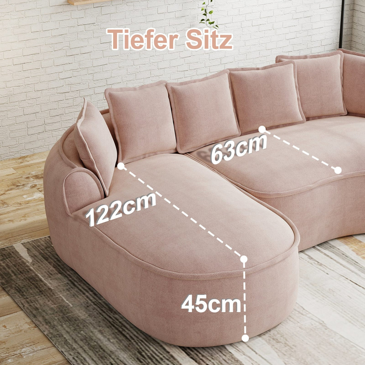 Canapé d'Angle Modulable en Chenille Rose rose - vue 4
