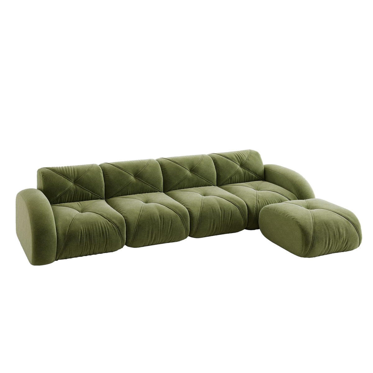 Canapé d'Angle Modulaire en Chenille Verte vert - vue 1