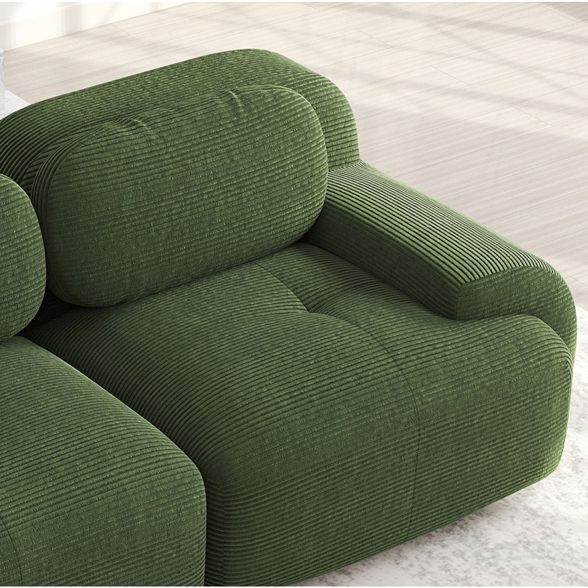Canapé d'Angle Modulable en Velours Côtelé Vert vert - vue 5