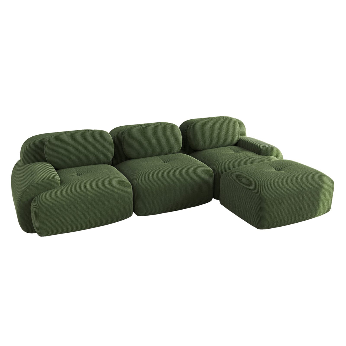 Canapé d'Angle Modulable en Velours Côtelé Vert vert - vue 1