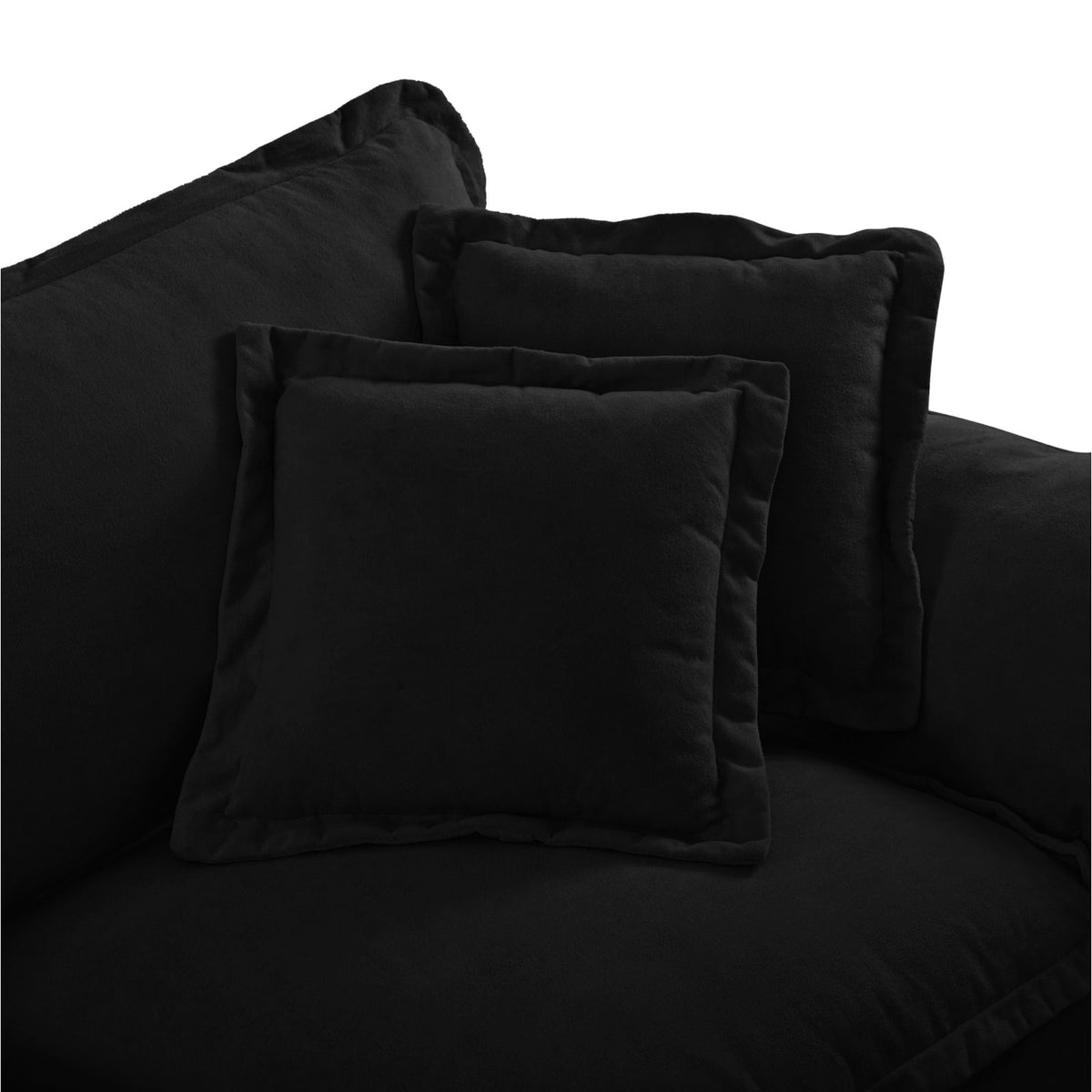 Canapé Modulable en Chenille Noire à Accoudoirs Amovibles noir - vue 5