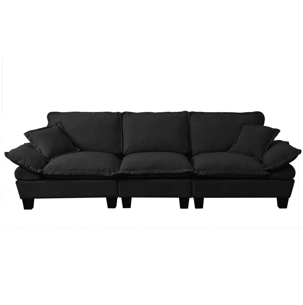 Canapé Modulable en Chenille Noire à Accoudoirs Amovibles noir - vue 7