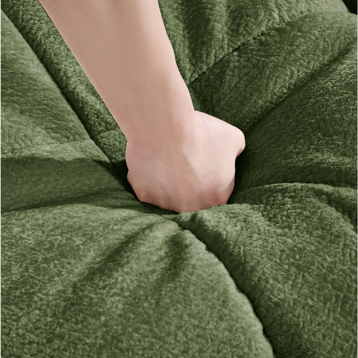 Canapé en U 3 Places en Chenille Verte avec Ottomane Mobile vert - vue 5