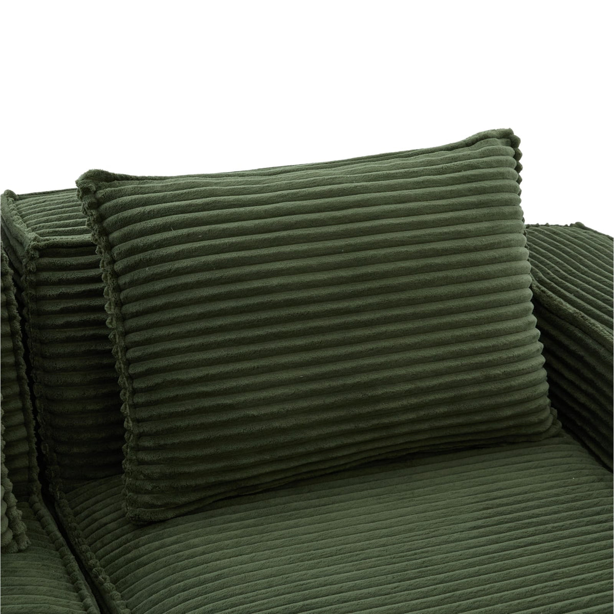 Canapé Modulable en Velours Côtelé Vert avec 2 Tabourets vert - vue 6