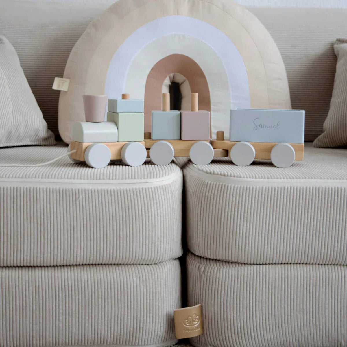 Canapé Enfant Modulable en Velours Côtelé Taupe taupe - vue 5