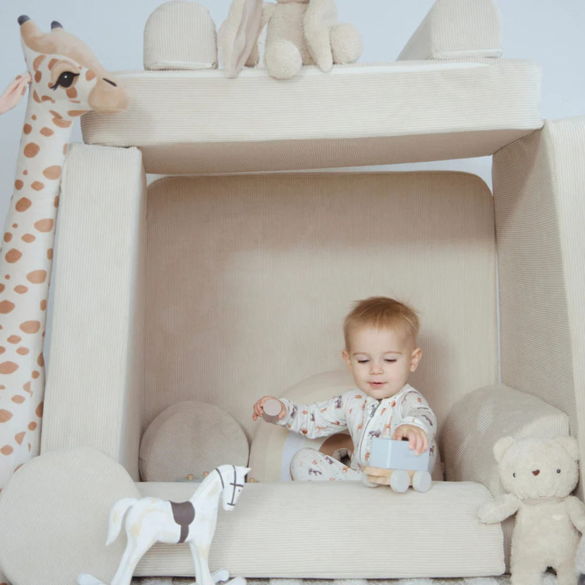 Canapé Enfant Convertible Modulable 8 Pièces en Velours Côtelé Taupe taupe - vue 5