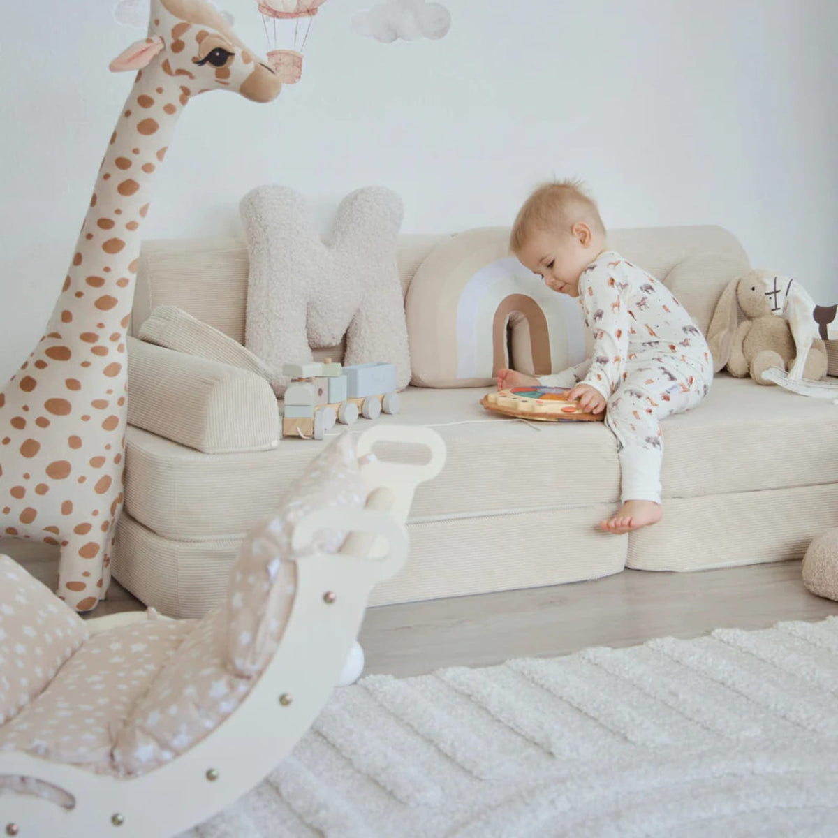 Canapé Enfant Convertible Modulable 8 Pièces en Velours Côtelé Taupe taupe - vue 6