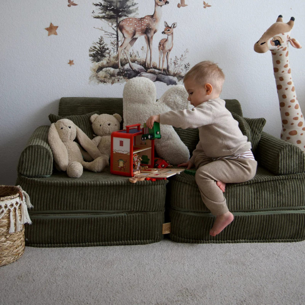 Canapé Enfant Modulable en Velours Côtelé Kaki kaki - vue 3
