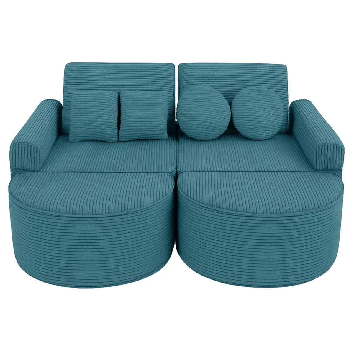 Canapé Enfant Modulable en Velours Côtelé Turquoise turquoise - vue 1