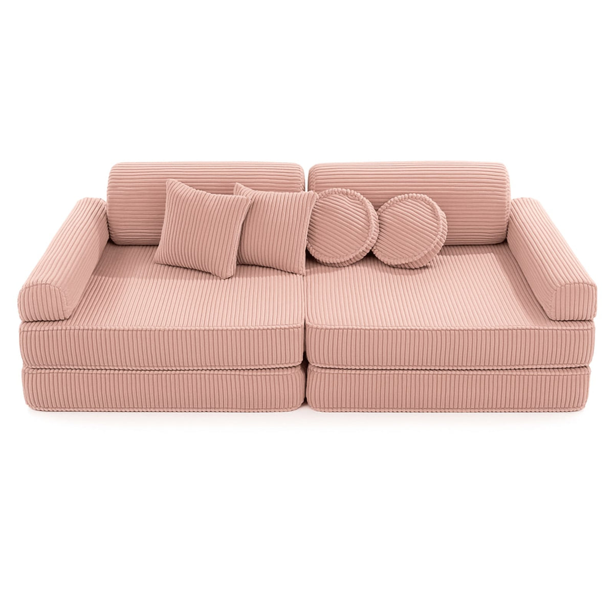Canapé Enfant Modulable en Velours Côtelé Rose rose - vue 1