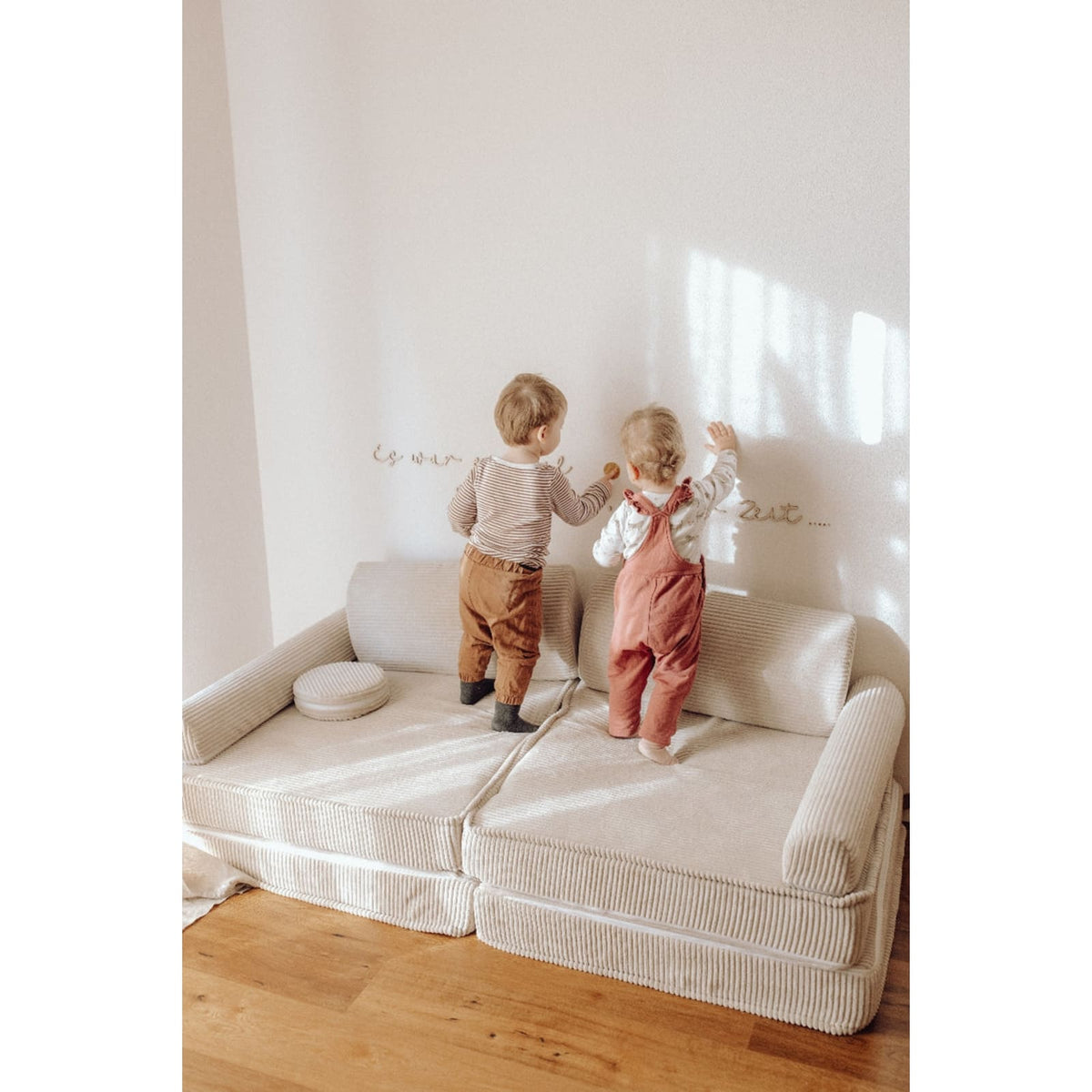Canapé Enfant Modulable en Velours Côtelé Rose rose - vue 2