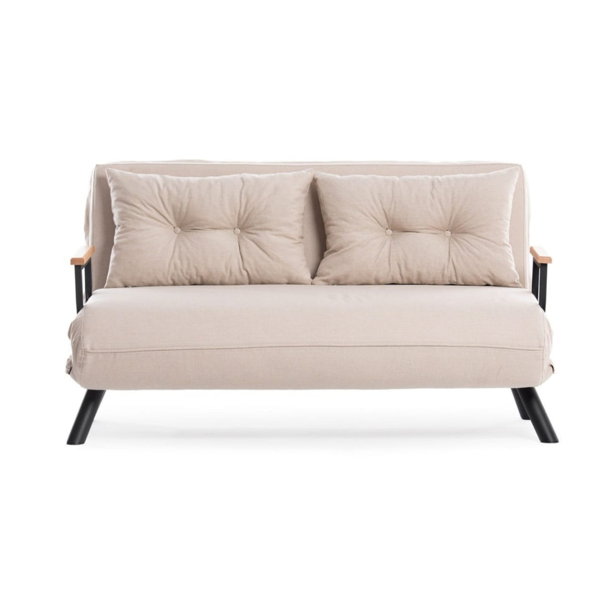 Canapé-Lit 2 Places Convertible en Tissu Beige 133 cm beige - vue 1