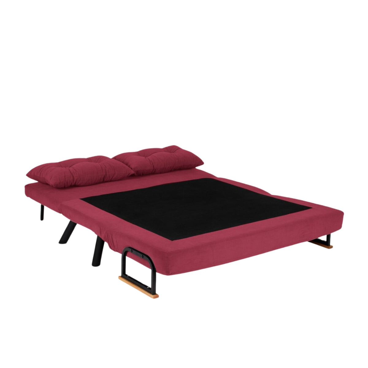 Canapé Lit 2 Places Convertible en Tissu Bordeaux bordeaux - vue 4