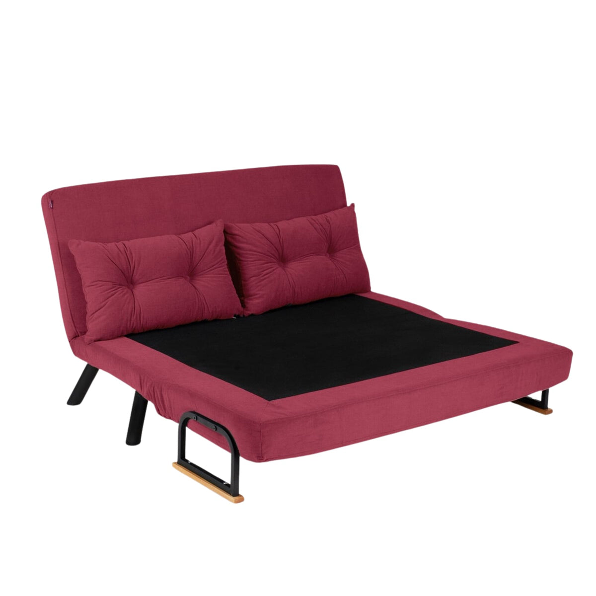 Canapé Lit 2 Places Convertible en Tissu Bordeaux bordeaux - vue 3