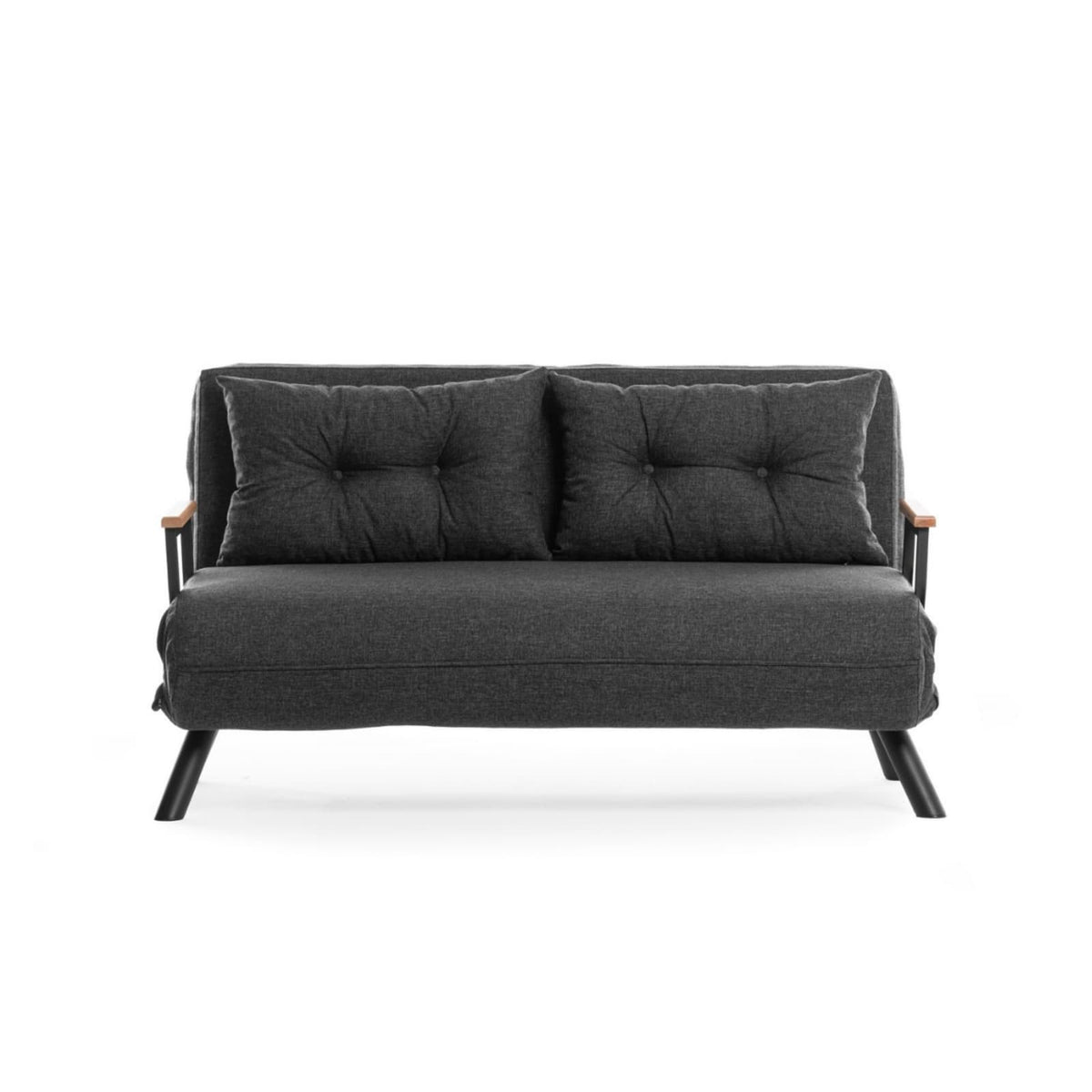 Canapé Lit 2 Places Convertible en Tissu Gris Foncé gris foncé - vue 1
