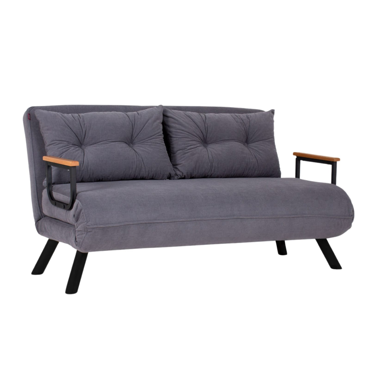 Canapé Lit 2 Places Convertible en Tissu Gris gris - vue 3